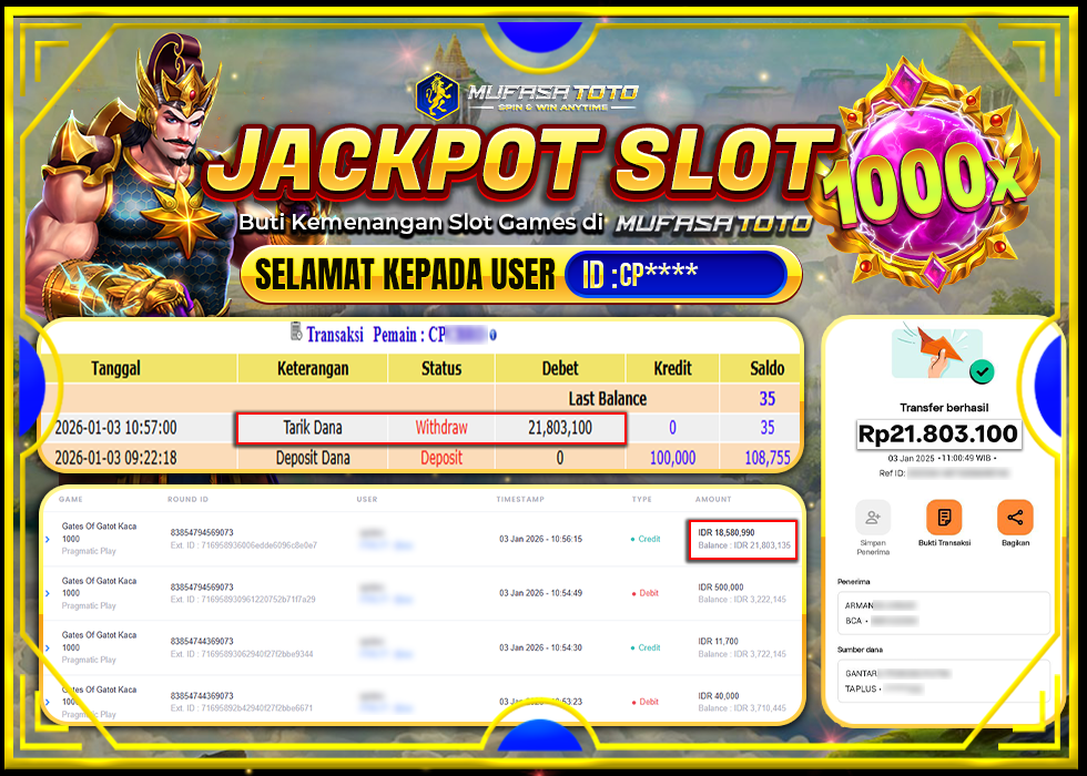 MUFASATOTO JACKPOT PRAGMATIC PLAY Rp.21.803.100|LUNAS